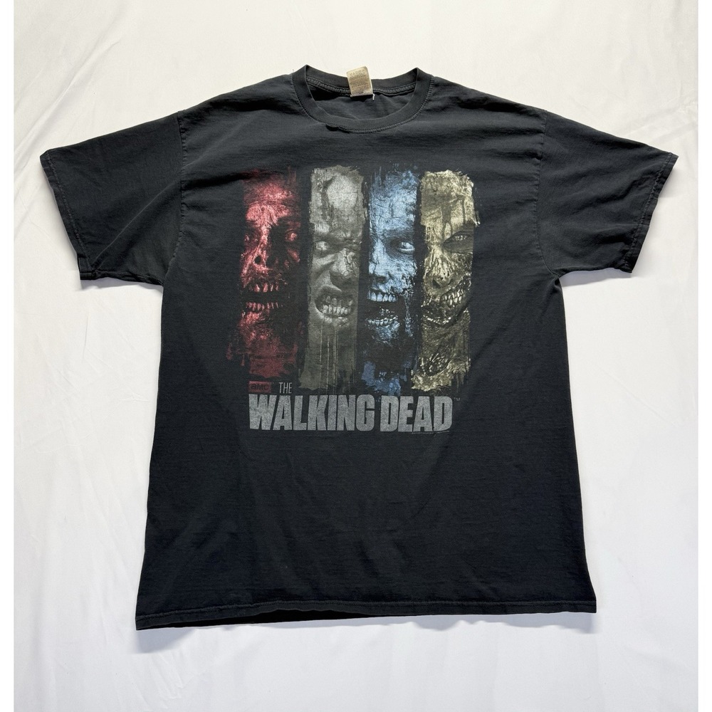 Walking Dead Graphic T-Shirt‎ XL Black Zombie Faces Horror AMC Tee